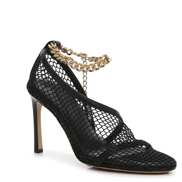 Bottega Veneta Shoes - BOTTEGA VENETA Chain-embellished macramé and leather pumps Black